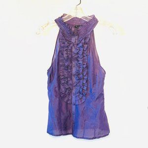 Silky Sheer Sleeveless Ruffle Blouse